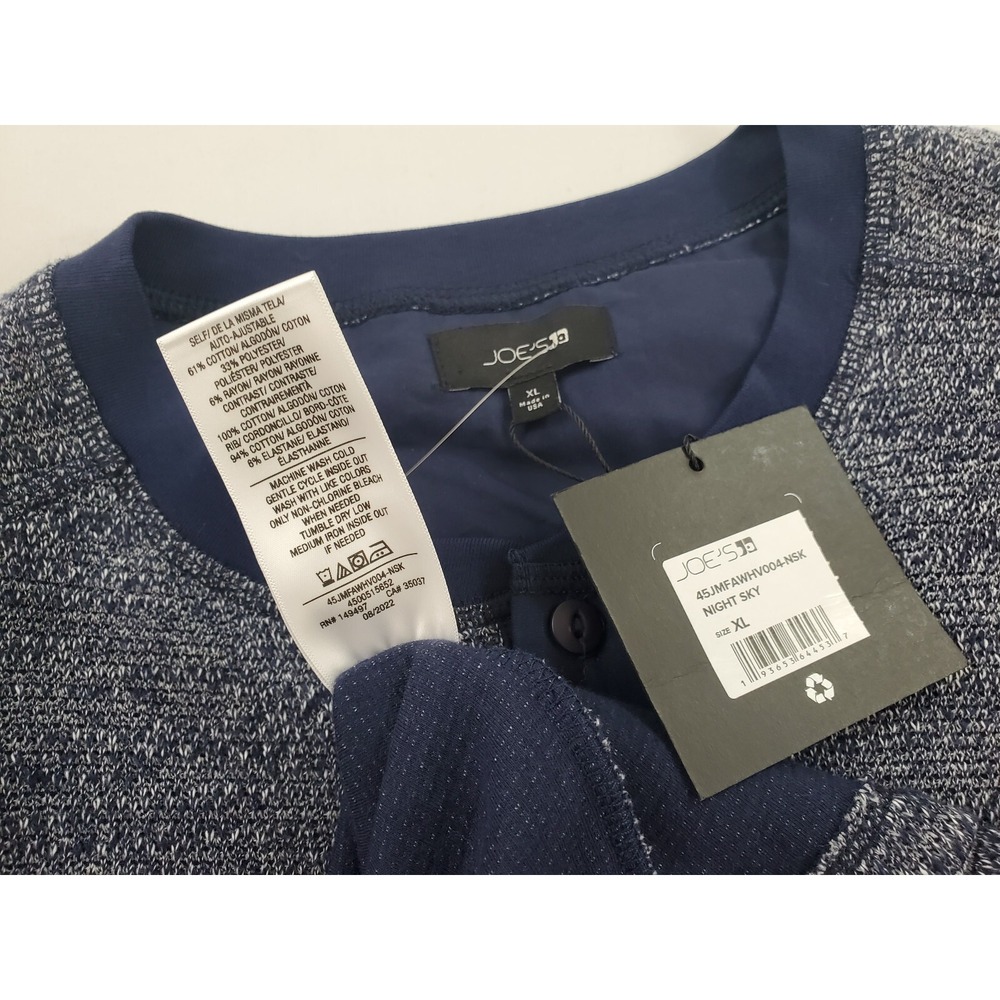Joe's Jeans Mens Henley Sweater Night Sky Blue XL 45JMFAWHV004-NSK USA Made - Picture 4 of 8